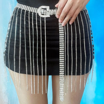 Gift Luxurious Women's Body Jewelry Sexy Rhinestone Waist Chain Belt Adjustable Tassel Skirt Festival Party Dresse Accessoriess