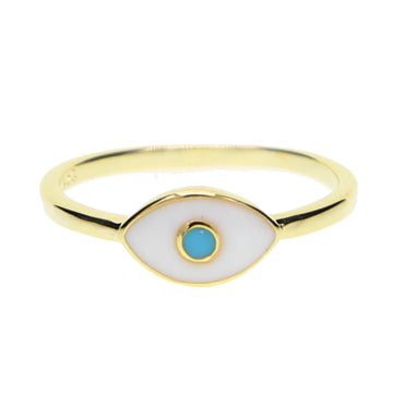 2024 Cheap Wholesale Jewelry White Enamel Eye Gold Color Delicate Turkish Evil Eye Single Blue Stone Lucky Girl Rings
