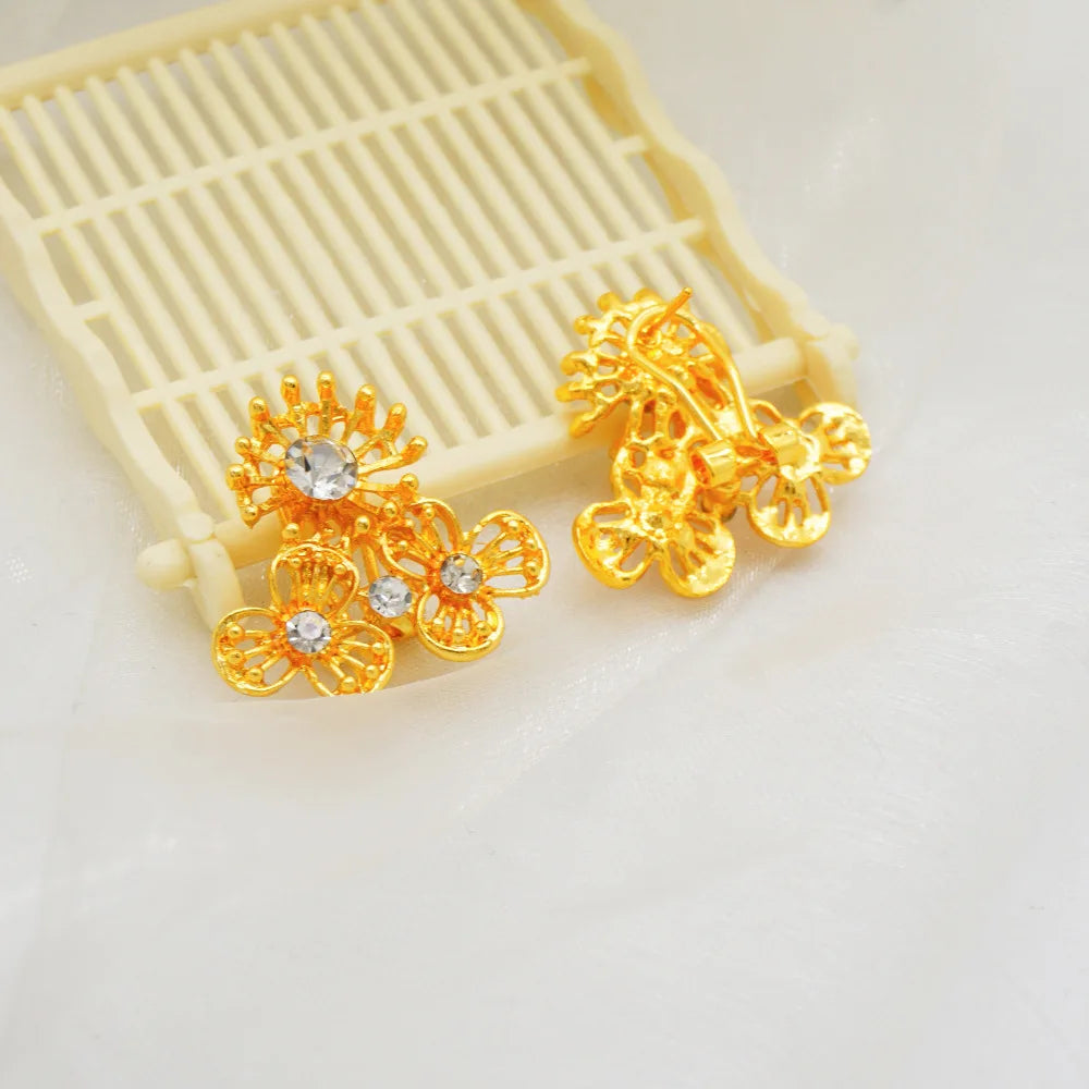 Elegant 24k gold necklace jewelry set for women, AU999 pure gold bracelet