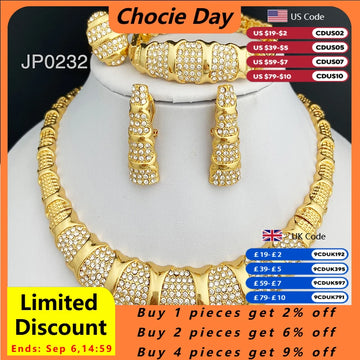 Dubai Jewelry Set For Women 18K Gold Plated Luxury Necklace Earrings Bracelet And Ring Set Jewelry For Wedding Party Trending
