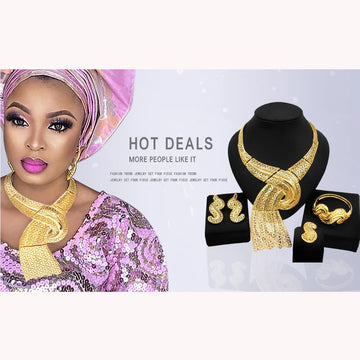 Women Wedding Jewelry Set Necklace Earrings Bracelet Rings Gift Party