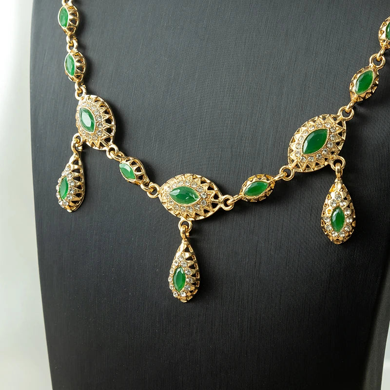 Arabic Handmade Jewelry With Crystals Wedding Hair Accessories Women Gold Color Headpiece Jewelry Set Head